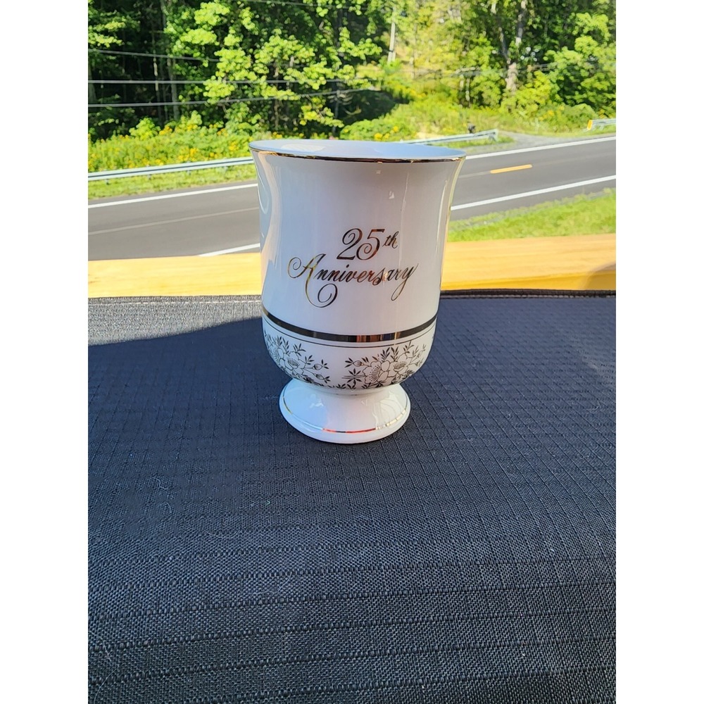 25th Anniversary Mug ~Cup~ Norcrest Japan~ Porcelain~ Present ~‎ Gift Idea EUC